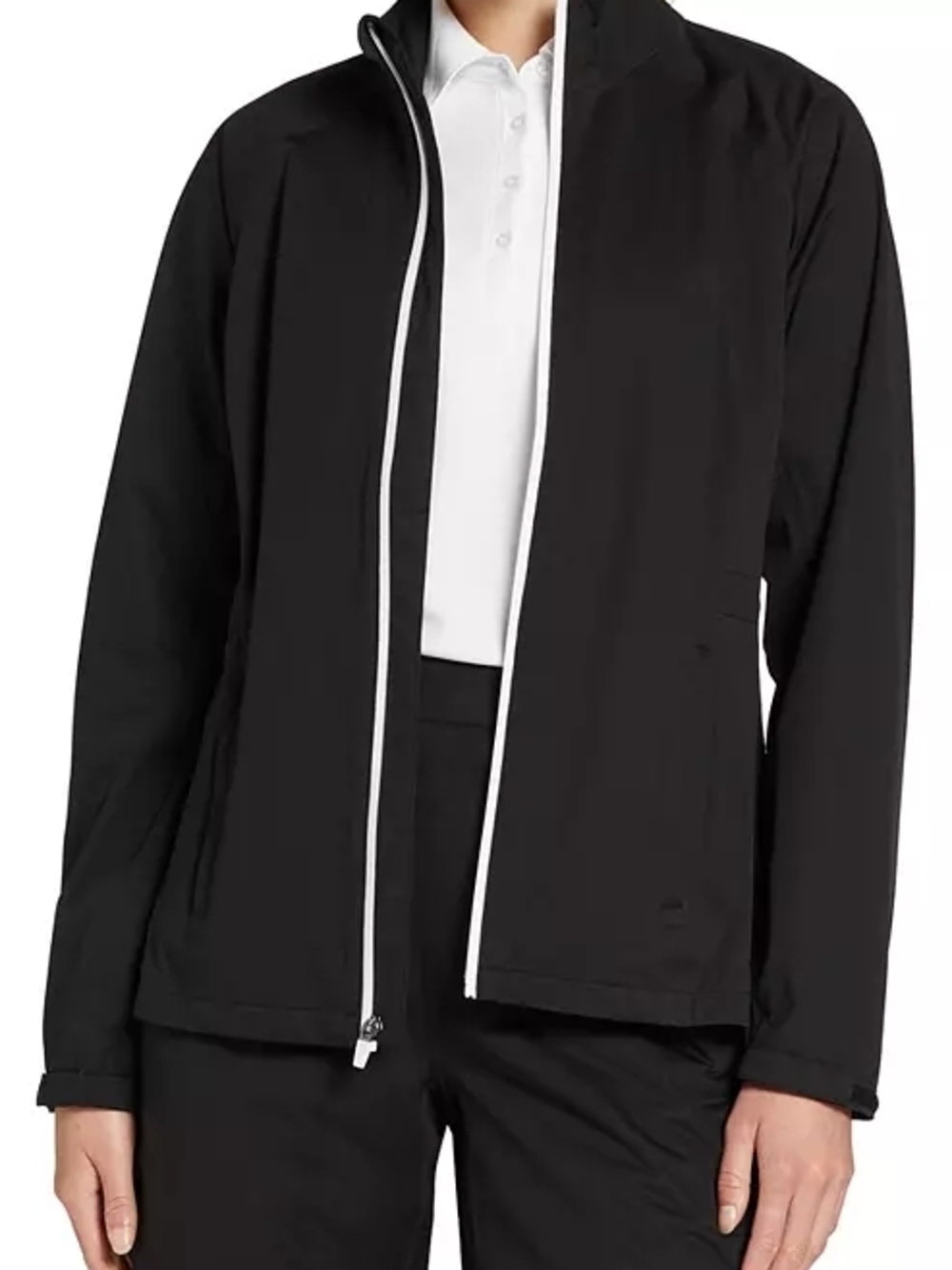 Walter Hagen P11 Womens Black Zip-Front Lightweight Rain Jacket 2X